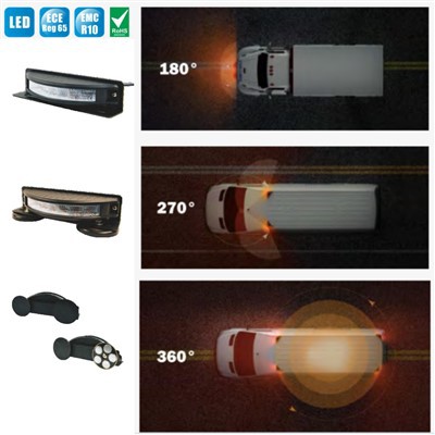 New 24V 12 LED Amber Aluminum Housing IP67 Retrofit Flashing Bright Led Warning Light For Truck/Cars factory